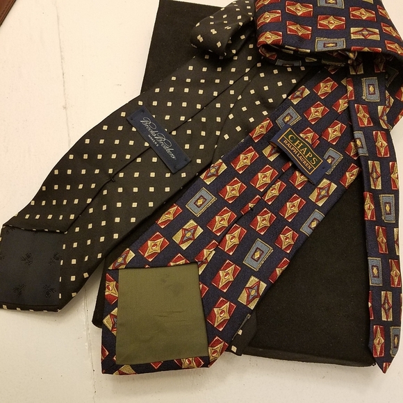 2 Men's Ties Brooks Brothers Chaps Ralph Lauren - Picture 2 of 4